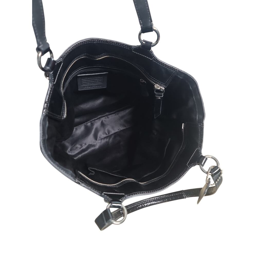 Coach Gallery Embossed Patent Leather Tote Black Large F19818 Wristlet Included - Picture 6 of 9